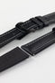 Artem Straps black sailcloth watch strap with grey stitching and black Artem embossed RM style deployment clasp.