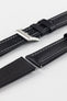 Artem Straps Classic Black Sailcloth and grey stitching with stainless steel Artem logo embossed tang buckle.