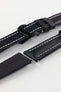 Artem Straps black sailcloth watch strap with white stitching and black Artem embossed RM style deployment clasp.