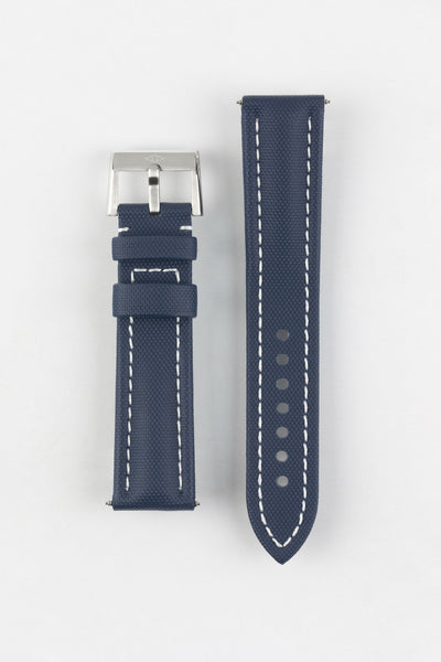 Artem Straps Classic Navy Blue Sailcloth Watch Strap with White Stitching