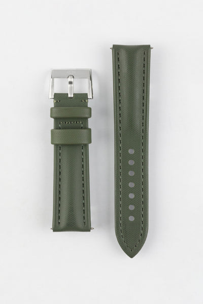 Artem Straps Classic Green Sailcloth Watch Strap with Green Stitching