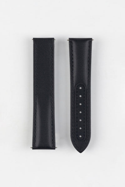 Artem Straps Loop-Less Black Sailcloth Watch Strap with Black Stitching