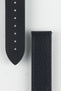 Artem Straps Loop-Less watch strap in Black with Black stitching buckle end and watch end with rubber underside and adjustment holes