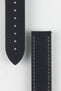 Artem Straps Loop-Less watch strap in Black with Grey stitching buckle end and watch end with rubber underside and adjustment holes