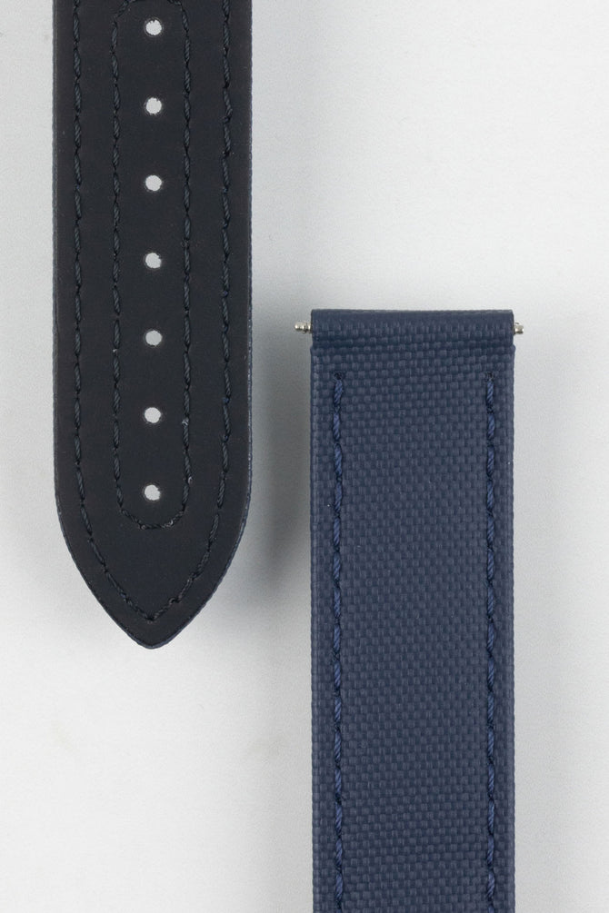 Rubber coated Natural Leather Underside and Synthetic Upperside of Artem Straps Loop-Less Sailcloth watch strap