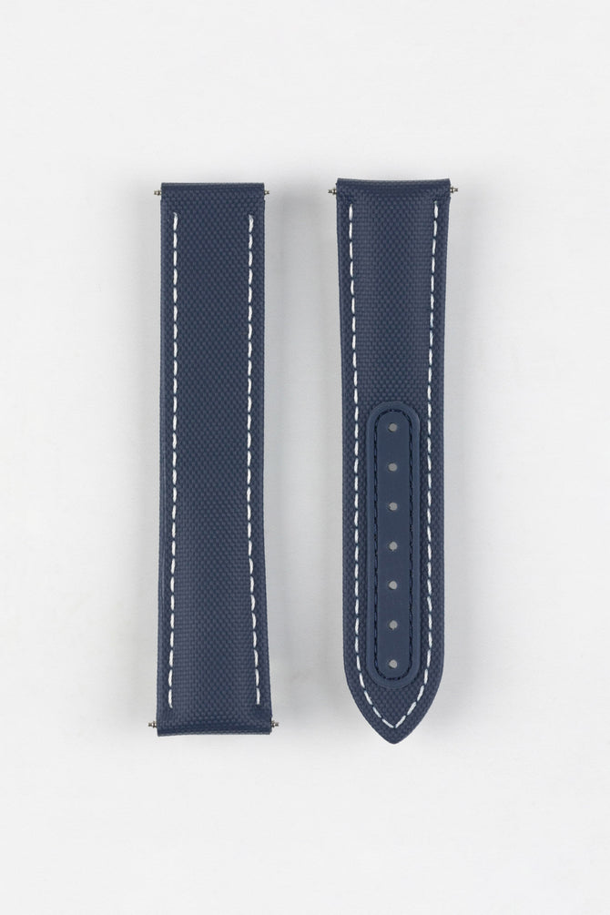 Artem Straps Loop-Less Navy Blue Sailcloth Watch Strap with White Stitching
