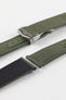 Stainless Steel Loop-Less deployment clasp attached to Artem Straps Loop-Less Sailcloth Watch Strap in Khaki Green