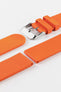 Bucke and Lug end of Orange Bonetto Cinturini 270 Self Punch Rubber Watch Strap with Polished Steel buckle