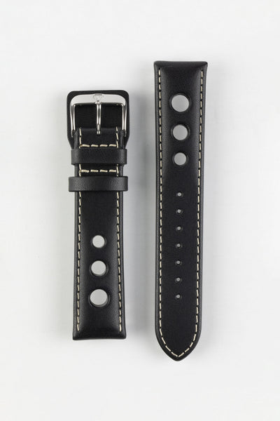 Di-Modell AVUS Leather Racing Watch Strap in BLACK