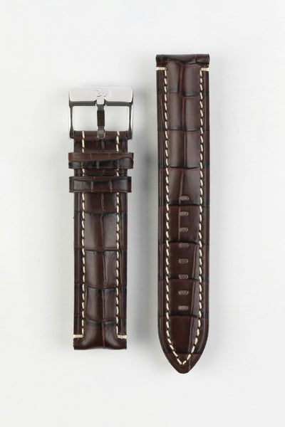 Di-Modell BALI CHRONO Alligator-Embossed Padded Watch Strap in BROWN