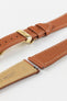 Quick release of gold brown hirsch bologna watch strap and polished gold sport deployment clasp