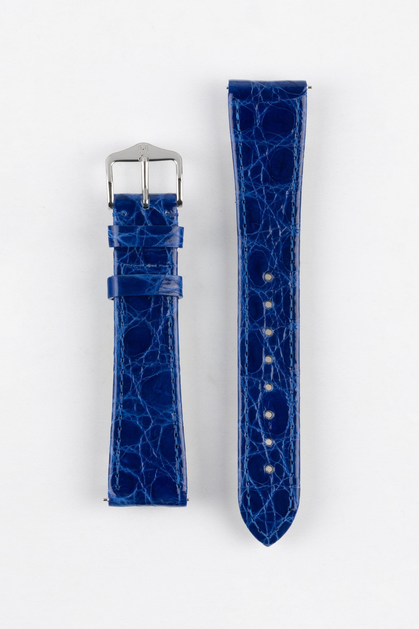 Blue Crocodile Leather Watch Strap Order Here Hirsch Straps