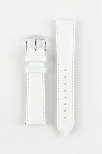 Hirsch KANSAS Buffalo-Embossed Calf Leather Watch Strap in WHITE