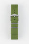 Military Green One-Piece Watch Strap with Polished Silver Hardware