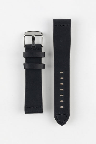 Morellato BRAMANTE Vintage Calfskin Leather Watch Strap in BLACK