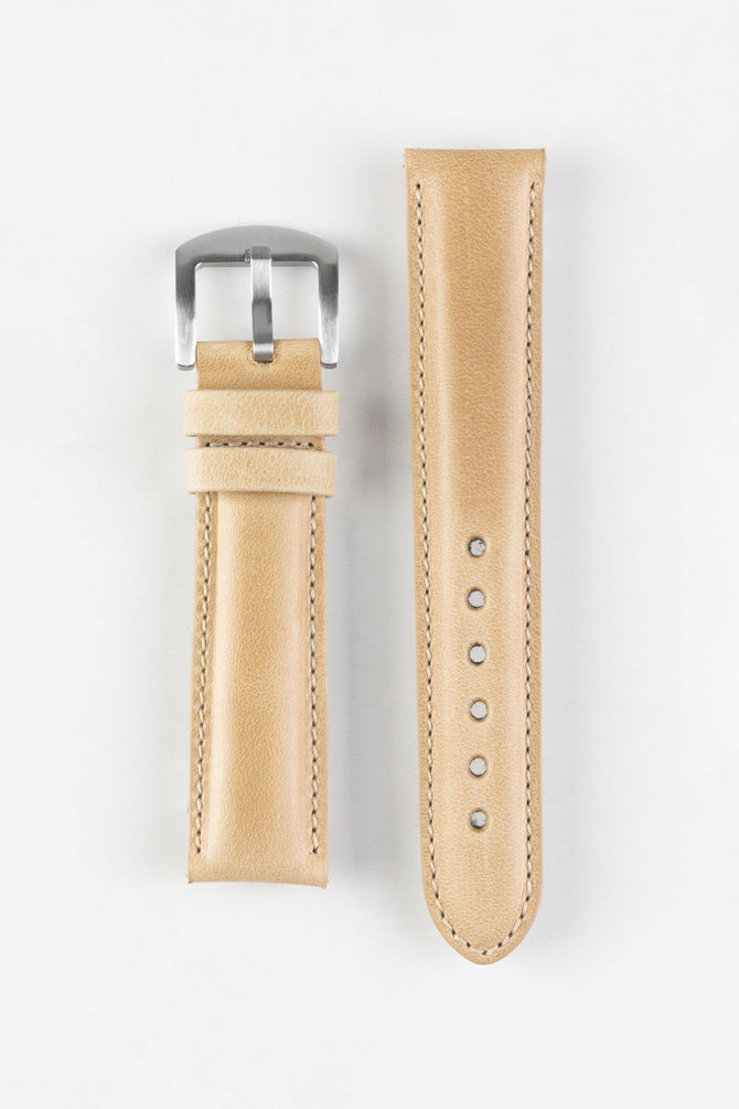 Pebro CADW Padded Vintage Leather Watch Strap in SAND