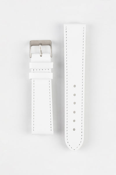 Pebro CLASSIC Unpadded Calfskin Leather Watch Strap in WHITE