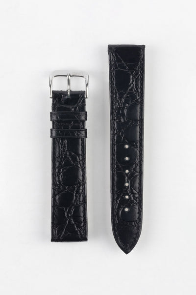RIOS1931 BRAZIL Crocodile-Embossed Leather Watch Strap in BLACK