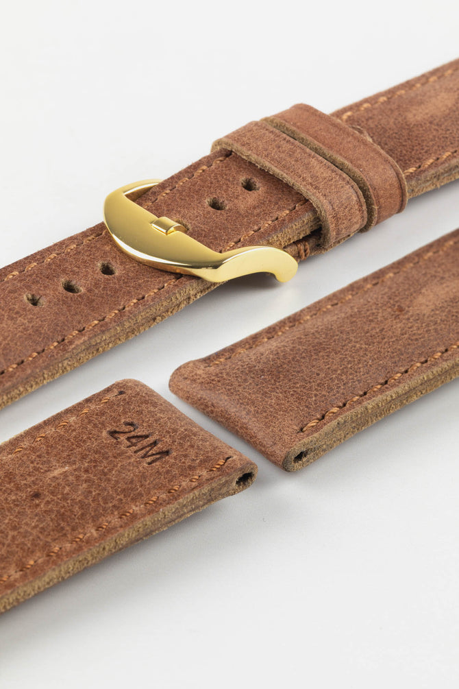 RIOS1931 DERBY Genuine Vintage Leather Watch Strap in MAHOGANY