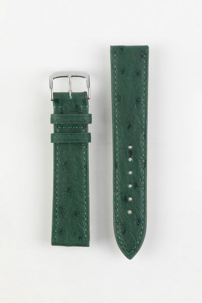 RIOS1931 MAISON Genuine Ostrich Leather Watch Strap in FOREST GREEN
