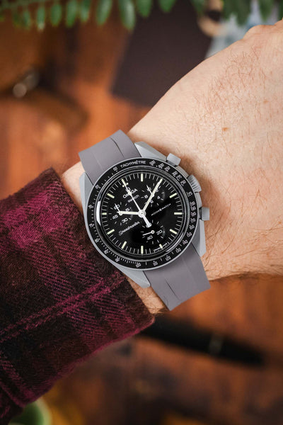 VANGUARD Integrated Rubber Watch Strap for Omega Speedmaster/ Moonswatch in GREY