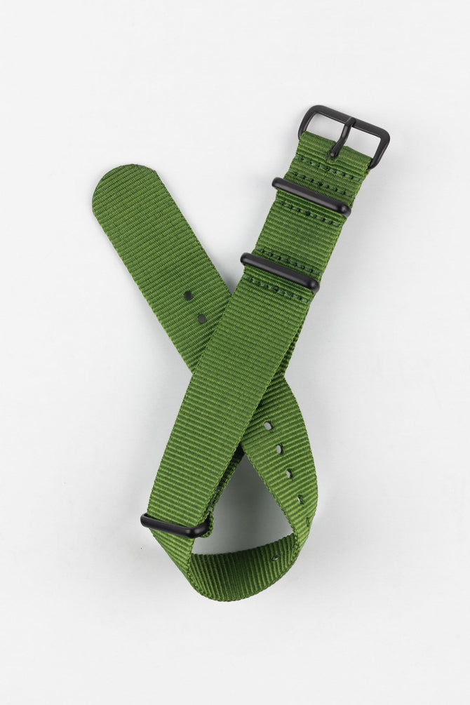 Nylon Watch Strap in GREEN with PVD Buckle and Keepers