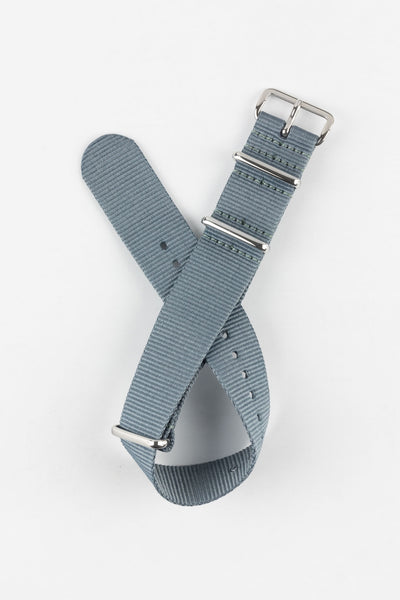 Nylon Watch Strap in GREY with Polished Buckle and Keepers