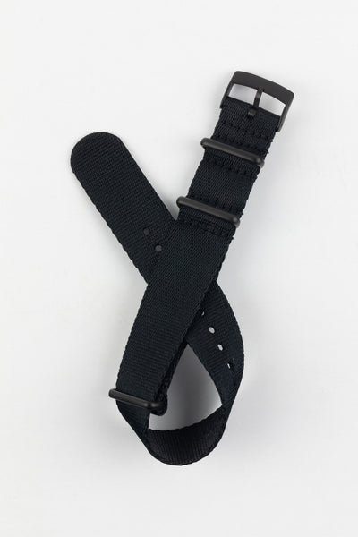 Premium One-Piece Watch Strap in SOLID BLACK with Black PVD Hardware
