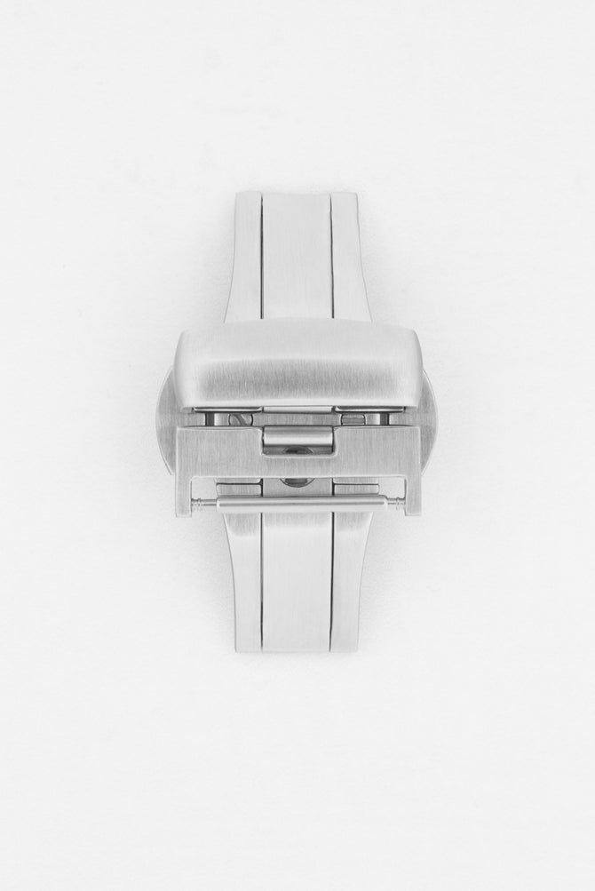 PUSH-BUTTON Deployment Clasp in BRUSHED SILVER