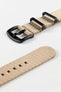 Seatbelt Nylon Watch Strap in OATMEAL with BLACK PVD Hardware