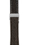 Breitling-Style Sharkskin Leather Deployment Watch Strap in Brown (with Polished Silver Deployment Clasp)