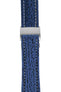 Breitling-Style Sharkskin Leather Deployment Watch Strap in Night Blue (with Brushed Silver Deployment Clasp)