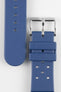 Buckle and tail end of Blue Bonetto Centurini rubber watch strap
