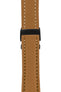 Breitling-Style Calfskin Deployment Watch Strap in Caramel Brown (with Black PVD-Coated Deployment Clasp)