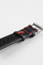 Di-Modell RALLYE Waterproof Sport Leather Watch Strap in BLACK / RED