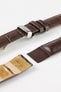 Hirsch DUKE Alligator Embossed Open Ended Leather Watch Strap in BROWN