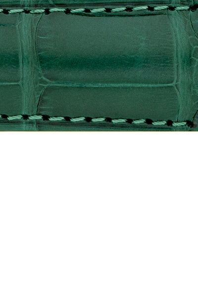 Hirsch Earl Genuine Alligator-Skin Watch Strap in Dark Green (Texture Detail)