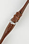 Hirsch CAPITANO Padded Alligator Water-Resistant Leather Watch Strap in GOLD BROWN