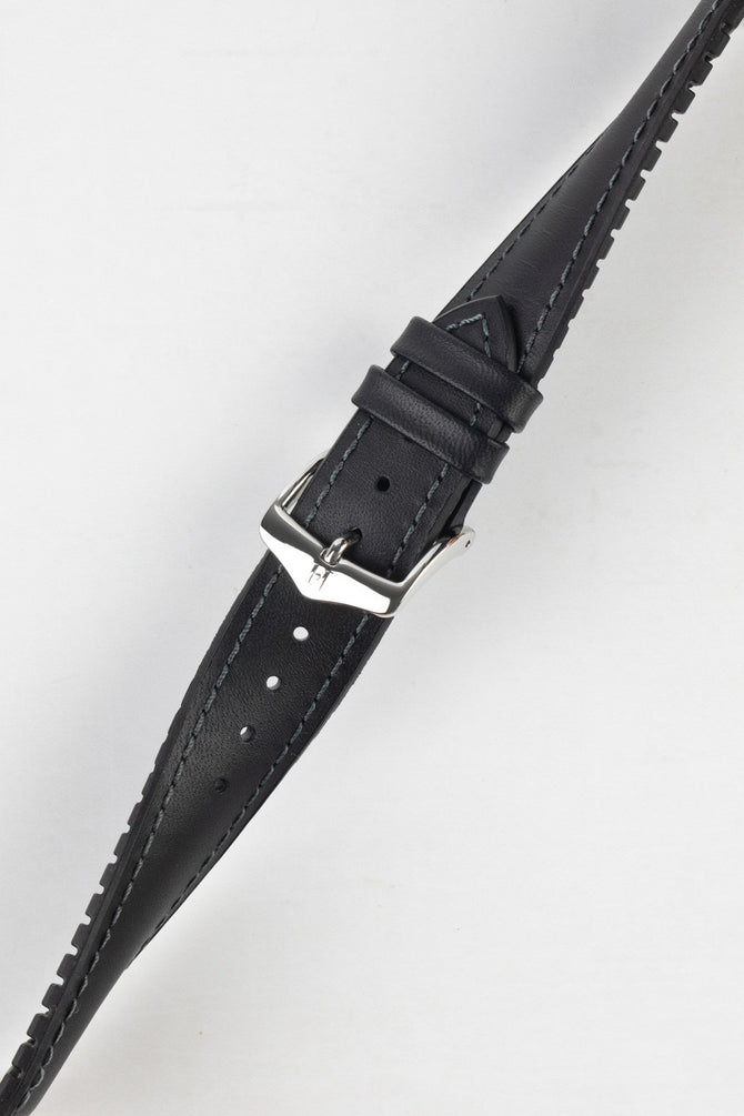 Hirsch JAMES Performance Calf Leather Watch Strap  in BLACK