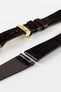 Hirsch PRESTIGE Shiny Genuine Crocodile Watch Strap in BROWN