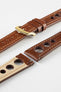 Hirsch RALLY Natural Leather Racing Watch Strap in GOLD BROWN