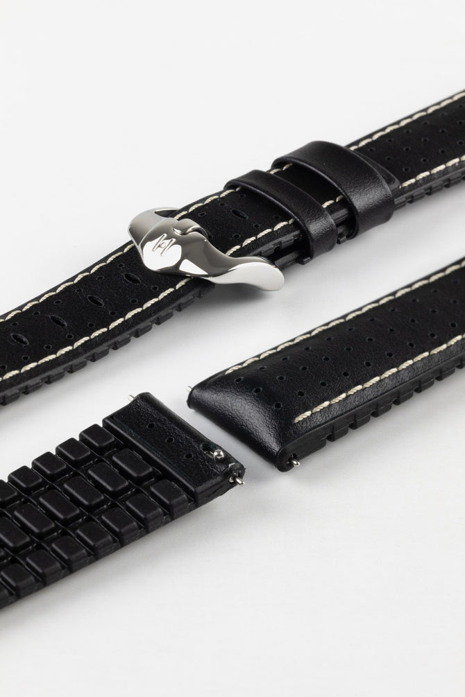 Hirsch TIGER Black Perforated Leather Performance Watch Strap