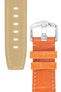 Hirsch TRITONE Padded Alligator Leather Watch Strap in ORANGE with WHITE Contrast Stitching