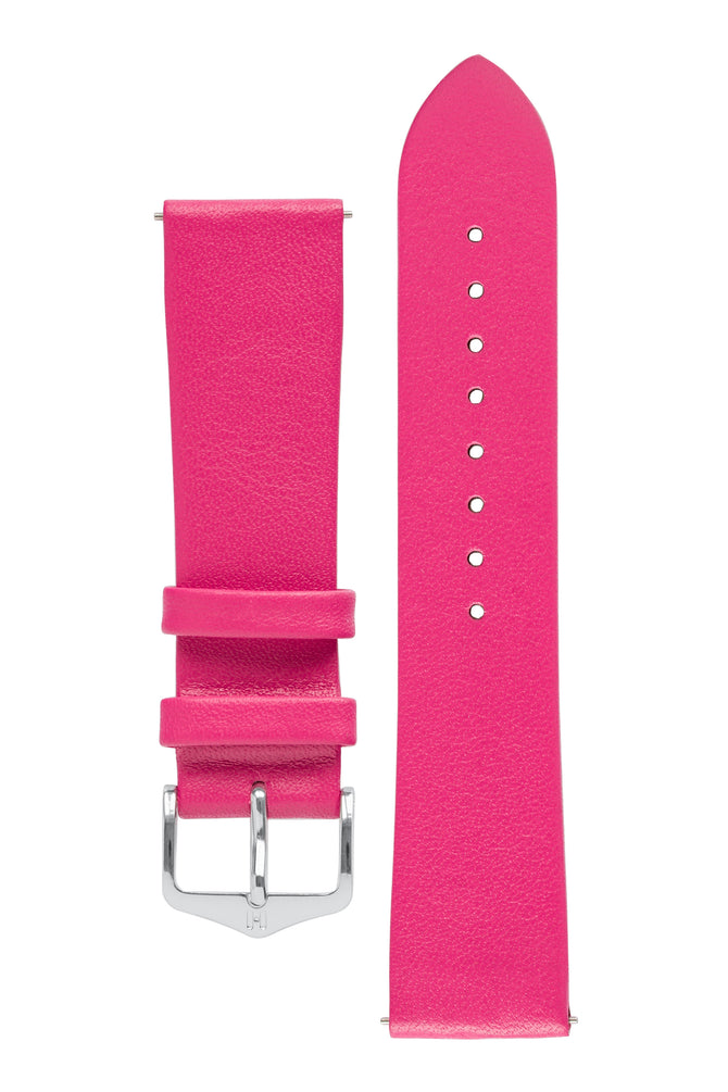 pink leather watch strap