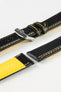 black leather watch strap yellow stitching 