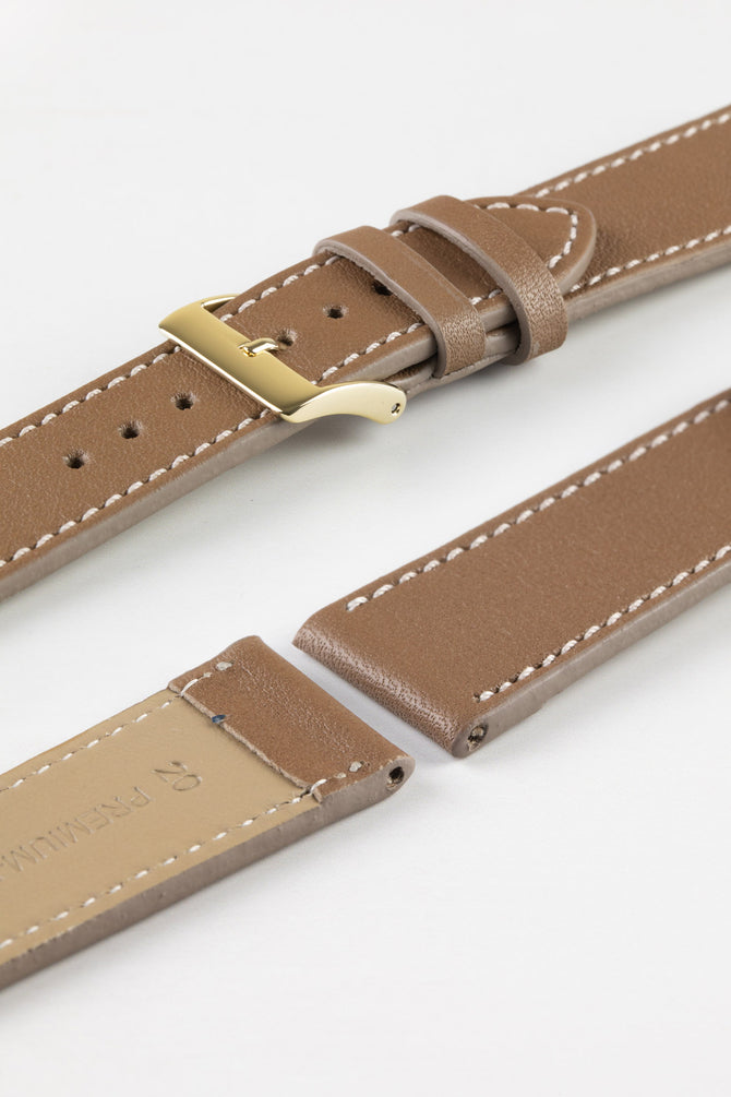 Pebro CLASSIC Unpadded Calfskin Leather Watch Strap in BEIGE