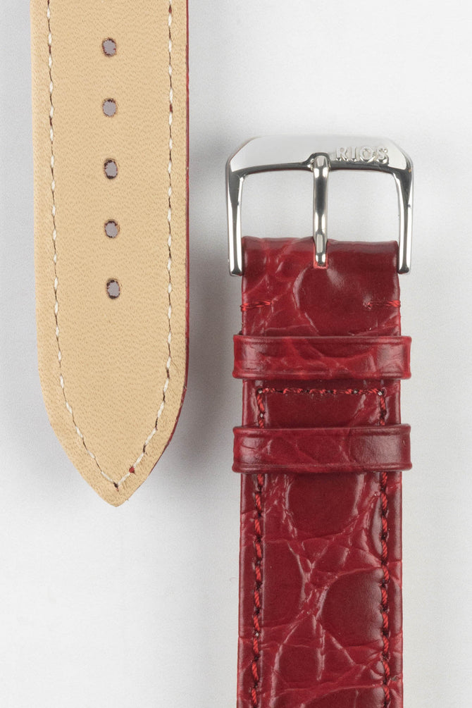 RIOS1931 BRAZIL Crocodile-Embossed Leather Watch Strap in BURGUNDY