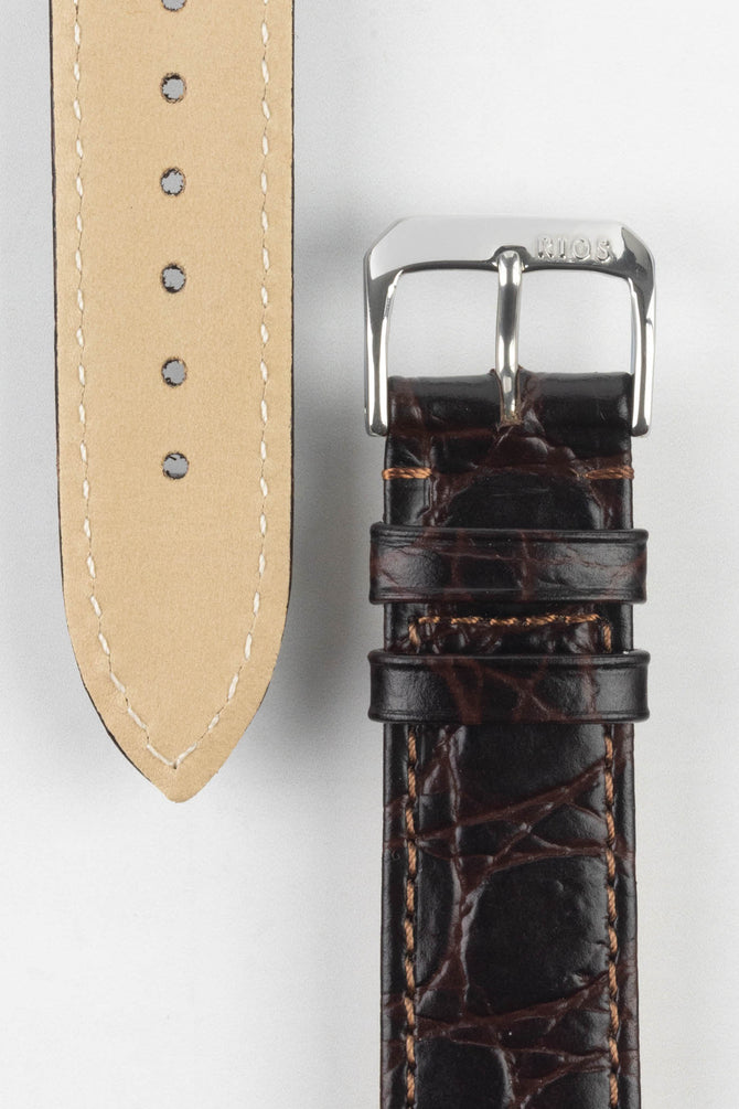 RIOS1931 BRAZIL Crocodile-Embossed Leather Watch Strap in MOCHA