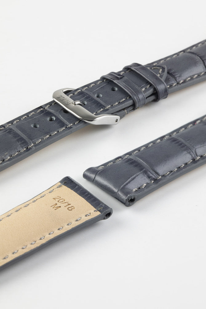 RIOS1931 LOUISIANA Alligator-Embossed Leather Watch Strap in STONE GREY