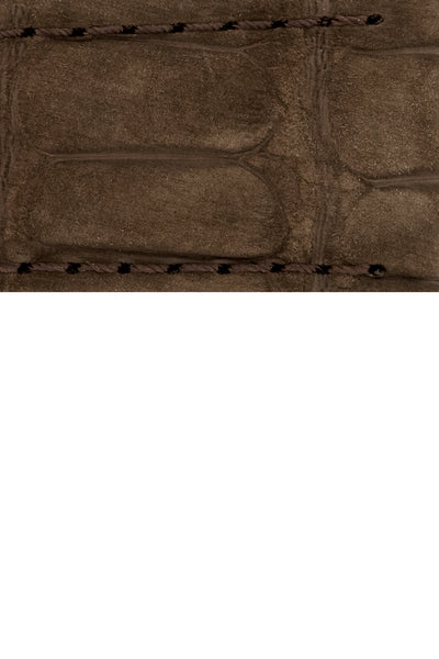 Hirsch Tritone Nubuck Alligator Leather Watch Strap in Brown (Close-Up Texture Detail)
